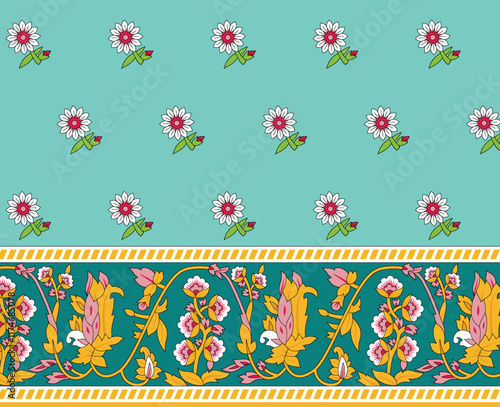 Expertly crafted borders and motifs blending tradition and modernity for Pattern and diverse fabric creations.