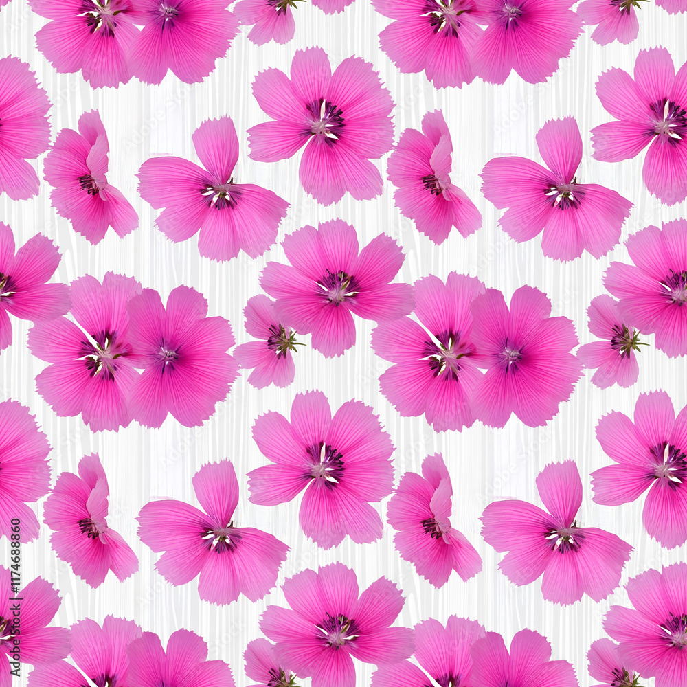 Fototapeta premium Beautiful pink floral pattern on seamless white background