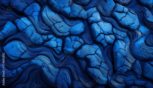 Abstract blue lava stone texture, featuring rich volcanic patterns and rough surfaces, creating a powerful, natural background for digital and artistic projects