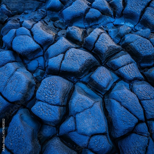 Abstract blue lava stone texture, featuring rich volcanic patterns and rough surfaces, creating a powerful, natural background for digital and artistic projects