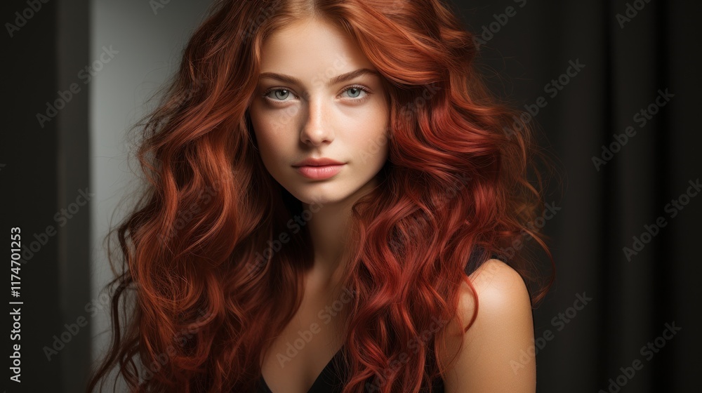 Obraz premium Stunning Redhead Portrait: A Captivating Image of Beauty and Elegance