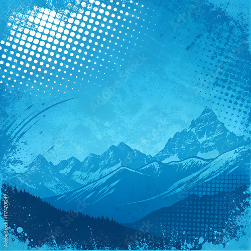 abstract blue grunge background with halftone