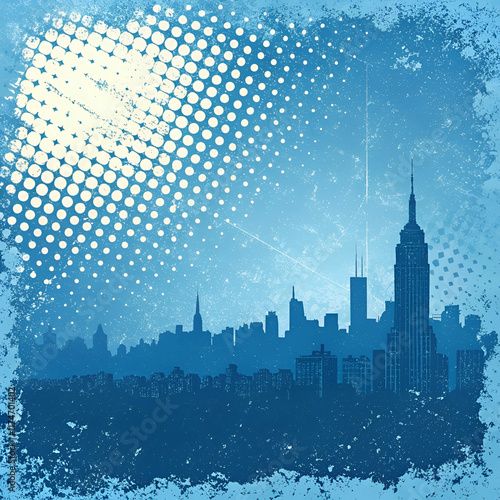 abstract blue grunge background with halftone