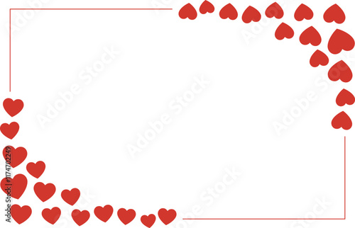 Valentine line heart frame border 
