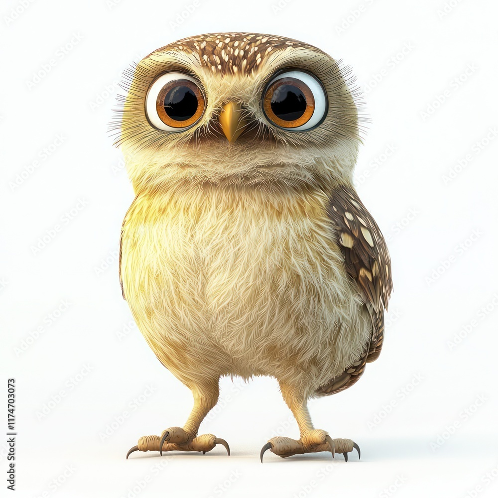 Fototapeta premium Burrowing Owl animated with playful expressions.