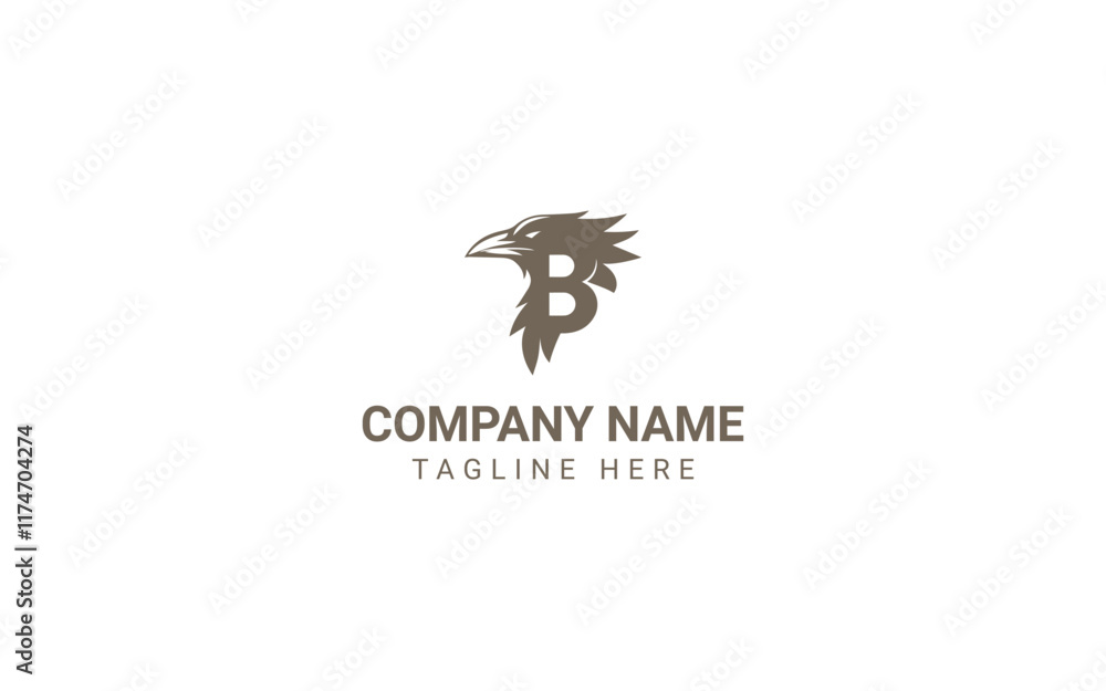 Naklejka premium Creative Minimalist Letter B Raven Bird Logo Design Vector Illustration