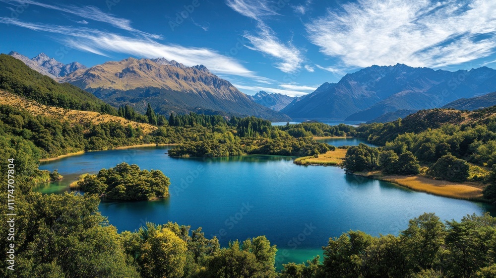 Serene Landscape of a Mountain Lake in New Zealand Serene Landscape of a Mountain Lake in New Zealand