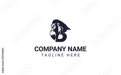 Elegant Gorilla Head Logo with Letter B