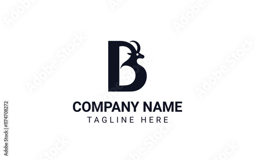 Elegant Letter B Ram Animal Logo Design Vector Illustration