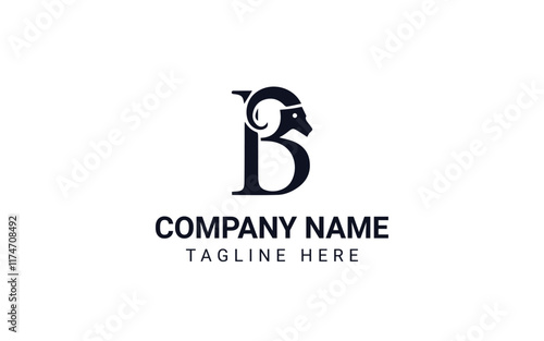 Elegant Letter B Ram Animal Logo Design Vector Illustration