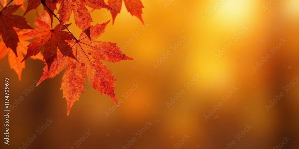 Autumnal foliage, vibrant red leaves against a warm, blurred background, nature's autumnal splendor, perfect for seasonal designs and fall-themed projects Autumnal foliage, vibrant red leaves against a warm, blurred background, nature's autumnal splendor, perfect for seasonal designs and fall-themed projects
