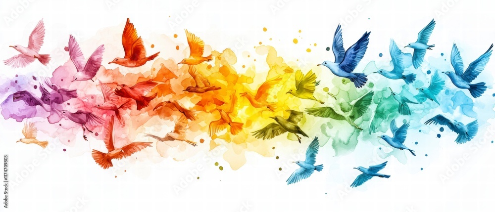 Obraz premium Rainbow Birds in Flight