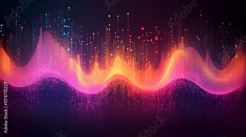 sound wave to heavy music in disco on dark background