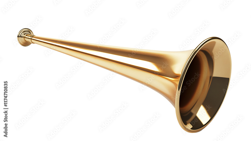 Obraz premium Golden trumpet isolated, white background