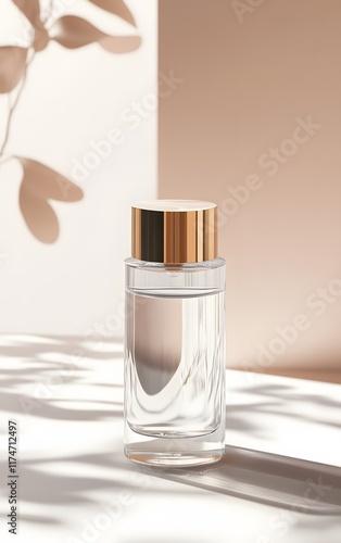 A modern product mockup template for a perfume bottle with sharp angles and a clean design