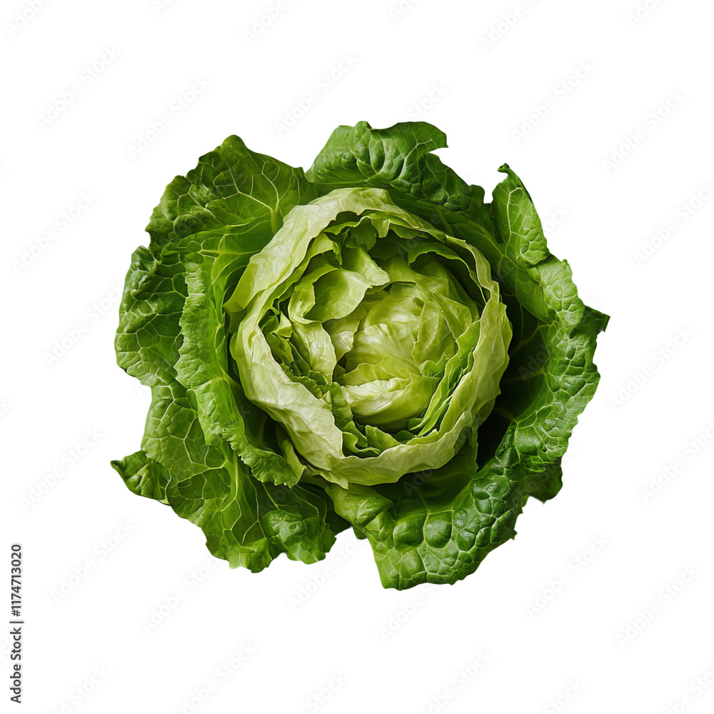 Fototapeta premium lettuce on white background Green leaves pattern Salad ingredient