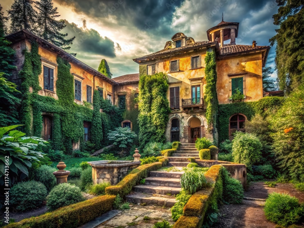 Fototapeta premium Eerie Beauty: Urban Exploration in Giardini Estensi, Varese, Italy