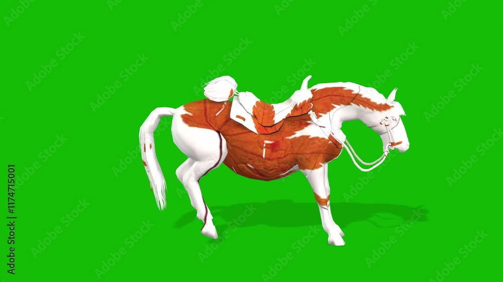 A Cute Horse Bucking Scene On Green Screen - 3D Rendering Animation A Cute Horse Bucking Scene On Green Screen - 3D Rendering Animation