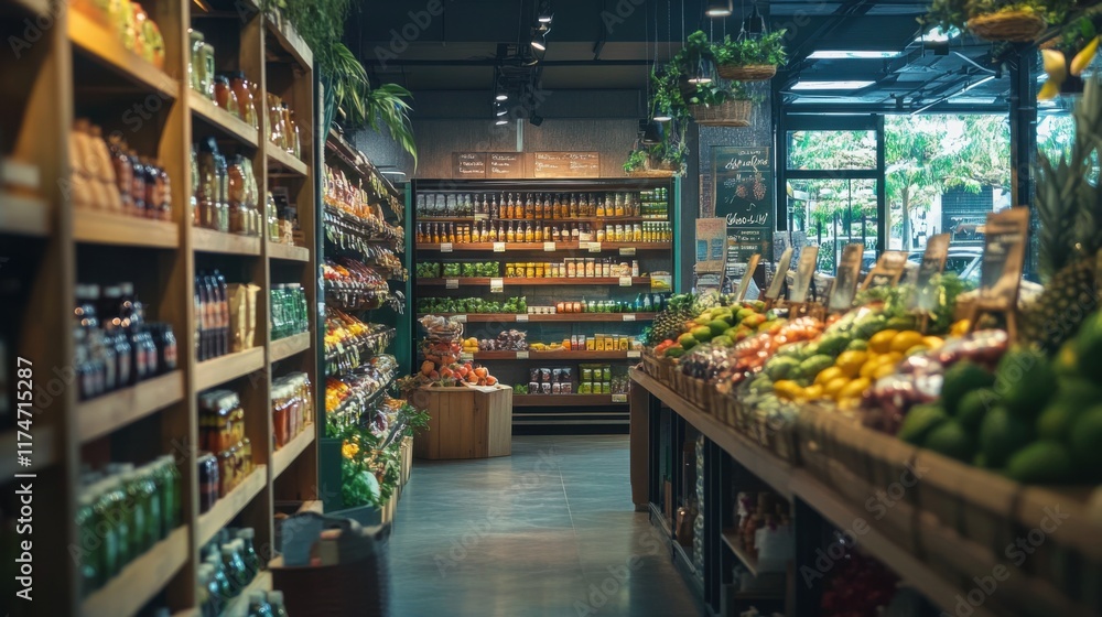 Fototapeta premium Bright, natural lighting complements organic products.