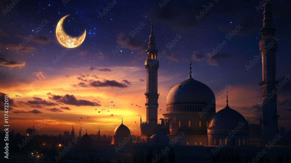 Greeting Miraj Musque Dome Night Building with Sky Moon Sunset Background Mubaruk Greeting Islam Ramadan Element Masjid Aqsa Hajj Kaaba Umrah Eid Arabian Religion Islamic Muhammad Arab Muslim Greeting Miraj Musque Dome Night Building with Sky Moon Sunset Background Mubaruk Greeting Islam Ramadan Element Masjid Aqsa Hajj Kaaba Umrah Eid Arabian Religion Islamic Muhammad Arab Muslim