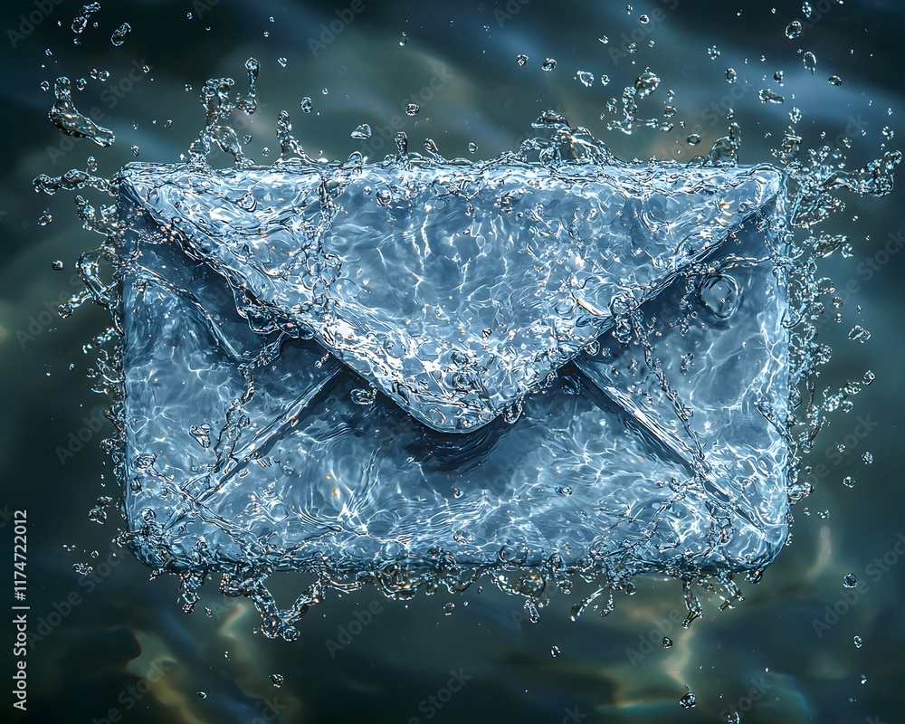 Obraz premium Flowing Water Envelope Icon Symbolizing Fluid Communication Concept