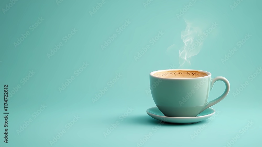 Obraz premium Winter background with a steaming coffee mug on snow-covered ground, evoking warmth and comfort, perfect for seasonal designs, book illustration style