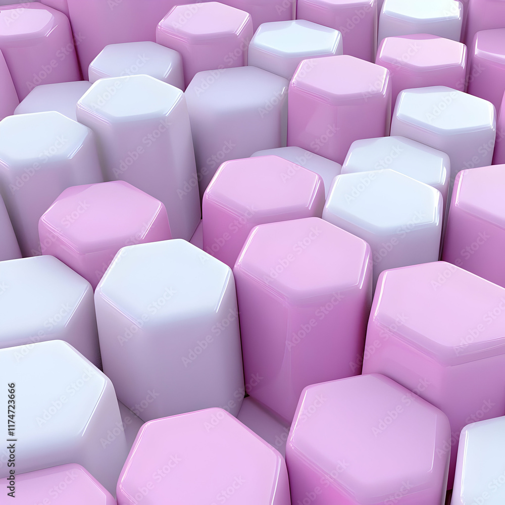 Pink and White Hexagon 3D Abstract Background Pink and White Hexagon 3D Abstract Background