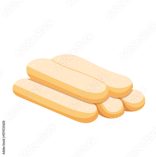 Savoiardi Ladyfinger Biscuits Illustration Isolated on White Background
