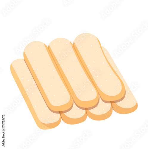 Savoiardi Ladyfinger Biscuits Illustration Isolated on White Background