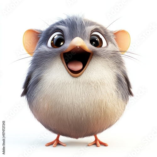 Animated Mousebird showing cheer in 3D. photo