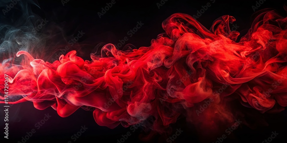 Abstract Red Smoke Flowing on Black Background - 4K Double Exposure Stock Photo Abstract Red Smoke Flowing on Black Background - 4K Double Exposure Stock Photo