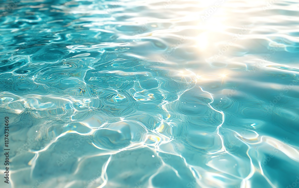 Clear water with rippling circles under summer sun, glistening and serene, tranquil design evoking summer relaxation, perfect for body care or spa settings Clear water with rippling circles under summer sun, glistening and serene, tranquil design evoking summer relaxation, perfect for body care or spa settings