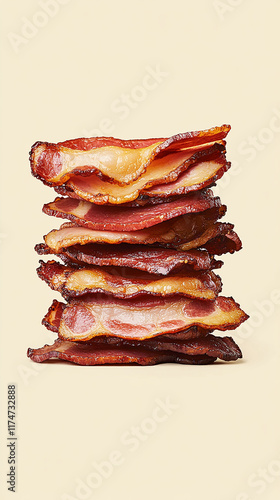 Stack of perfectly cooked bacon slices