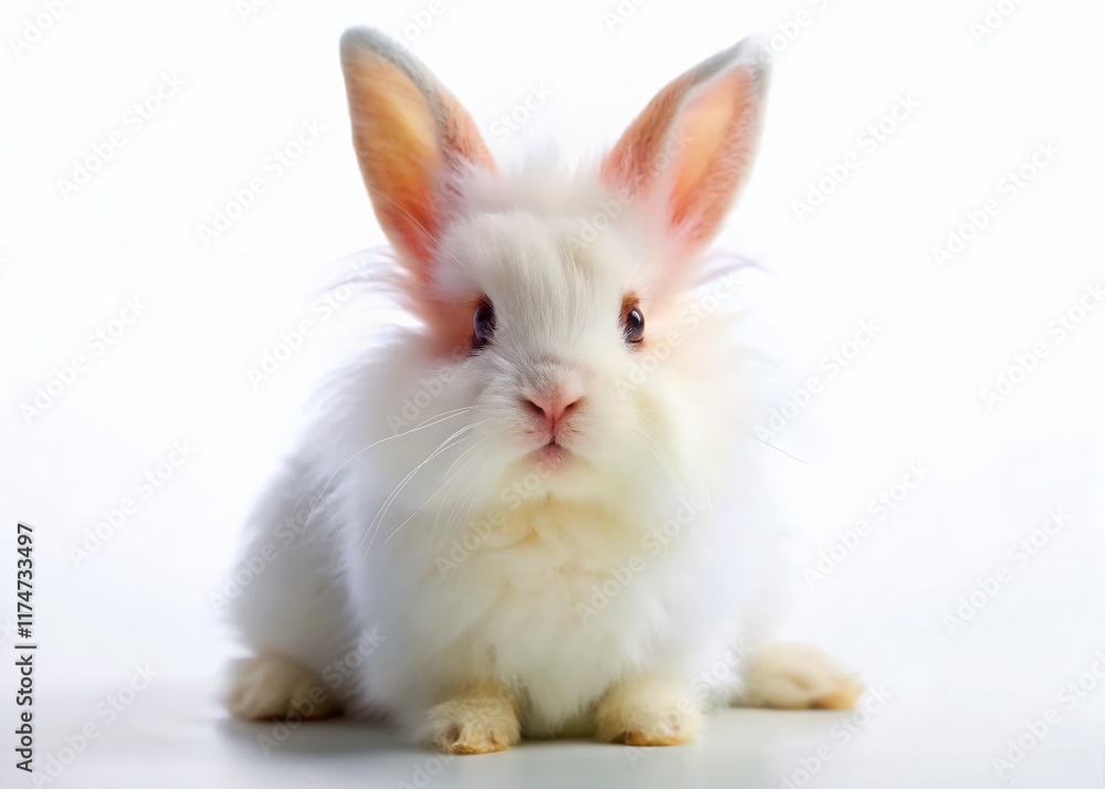Adorable Fluffy White Rabbit, Tilt-Shift Miniature Photography Adorable Fluffy White Rabbit, Tilt-Shift Miniature Photography