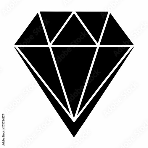 Elegant Diamond Icon Silhouette Design Perfect for Minimalist Projects
