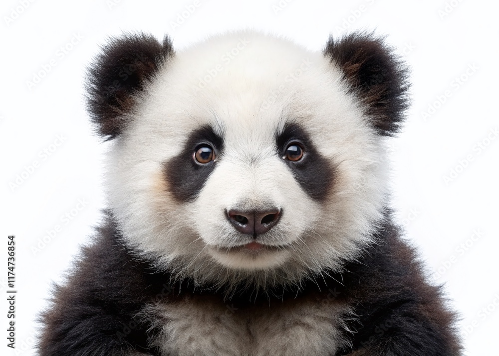 Adorable Panda Cub Isolated, White Background Stock Photo Adorable Panda Cub Isolated, White Background Stock Photo
