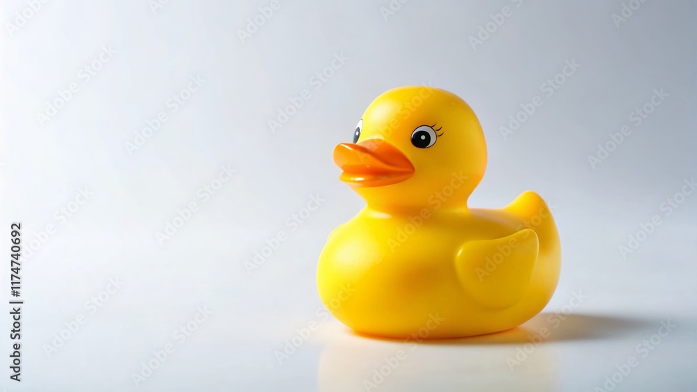 Adorable Yellow Rubber Ducky on White Background - Perfect for Kids' Products & Bath Time Stock Photo Adorable Yellow Rubber Ducky on White Background - Perfect for Kids' Products & Bath Time Stock Photo