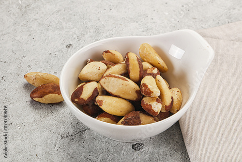 Brazil nut kernel in the bowl photo