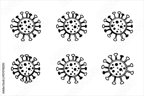 Set of Virus Vector Style silhouette Art Design