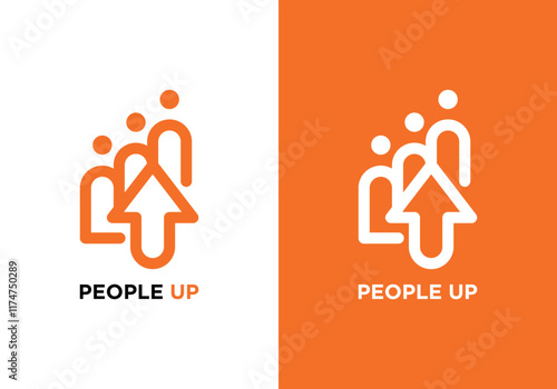 people logo design template combined with increasing statistics. There are some color concepts. vector logo of statistics development with arrow combined with human icon.