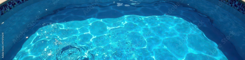 Deep blue swimming pool, torn water surface, intense color, ripped, calm Deep blue swimming pool, torn water surface, intense color, ripped, calm