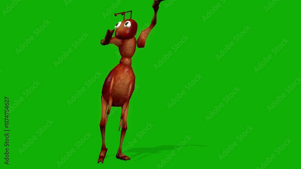 Ant Dancing Scene On Green Screen - 3D Rendering Animation Ant Dancing Scene On Green Screen - 3D Rendering Animation