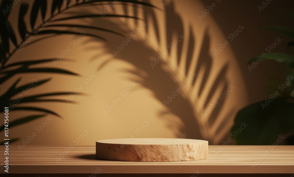Wooden display stand with shadow effects Wooden display stand with shadow effects