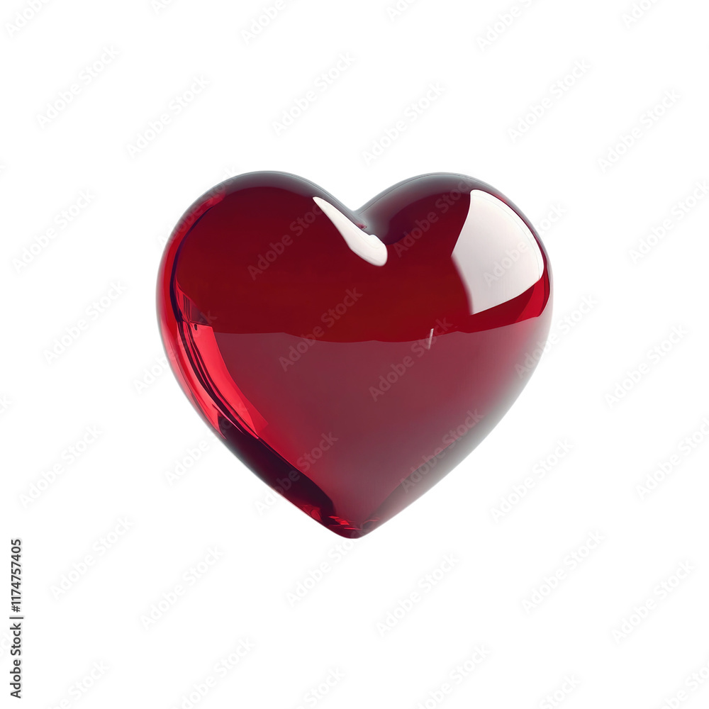 Glossy red 3D heart with a smooth and shiny surface isolated on white or transparent PNG Glossy red 3D heart with a smooth and shiny surface isolated on white or transparent PNG