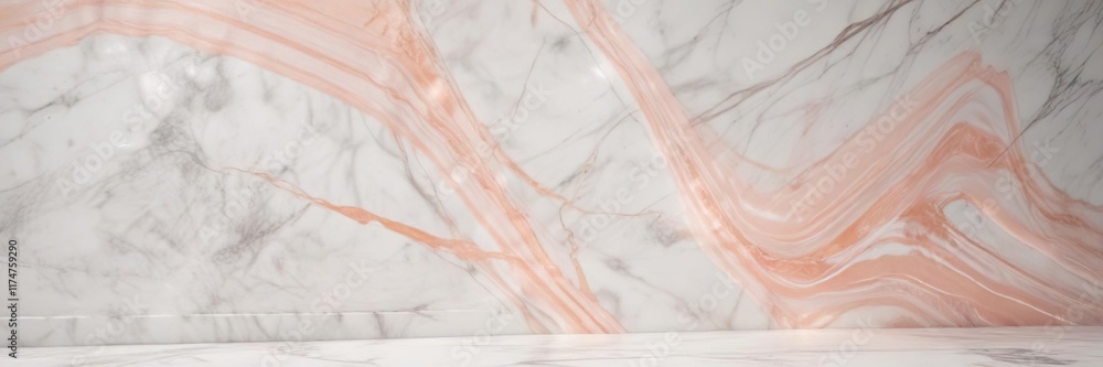custom made wallpaper toronto digitalSoft pastel peach lines on white marble background, sleek, wallpaper, soft