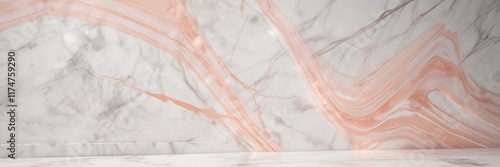 Wallpaper Mural Soft pastel peach lines on white marble background, sleek, wallpaper, soft Torontodigital.ca