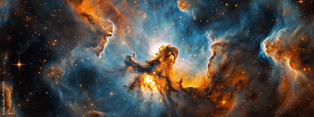 Cosmic battle, fire and ice elementals clashing, swirling energy, galactic nebula, vibrant orange and blue, ethereal wisps, abstract space art, celestial forces, dynamic composition, high contrast, my Cosmic battle, fire and ice elementals clashing, swirling energy, galactic nebula, vibrant orange and blue, ethereal wisps, abstract space art, celestial forces, dynamic composition, high contrast, my