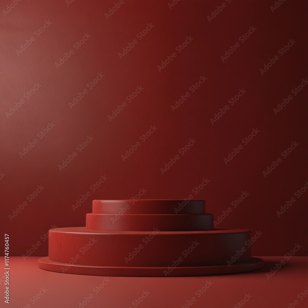 Fototapeta premium Creative Red Podium Scene for Branding