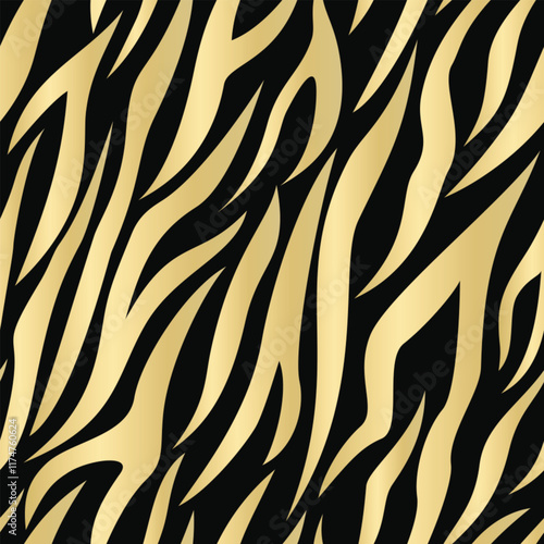 Gold and black zebra skin pattern seamless pattern background	
