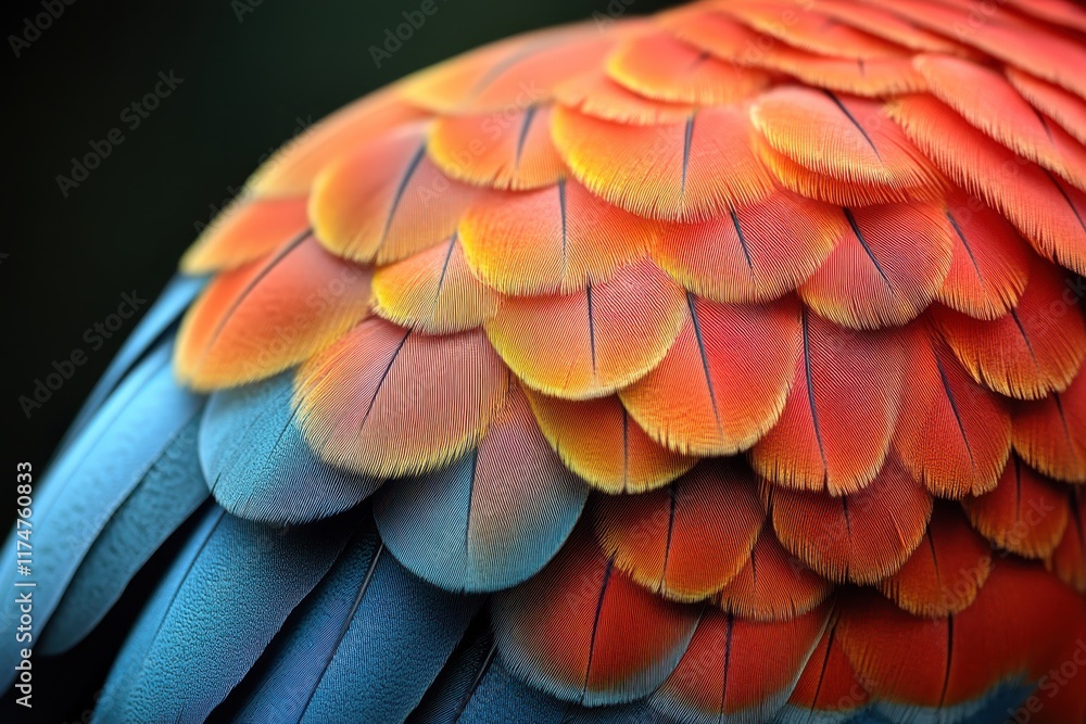 Obraz premium Vibrant feathers of a tropical bird showcasing colors and textures in a natural setting